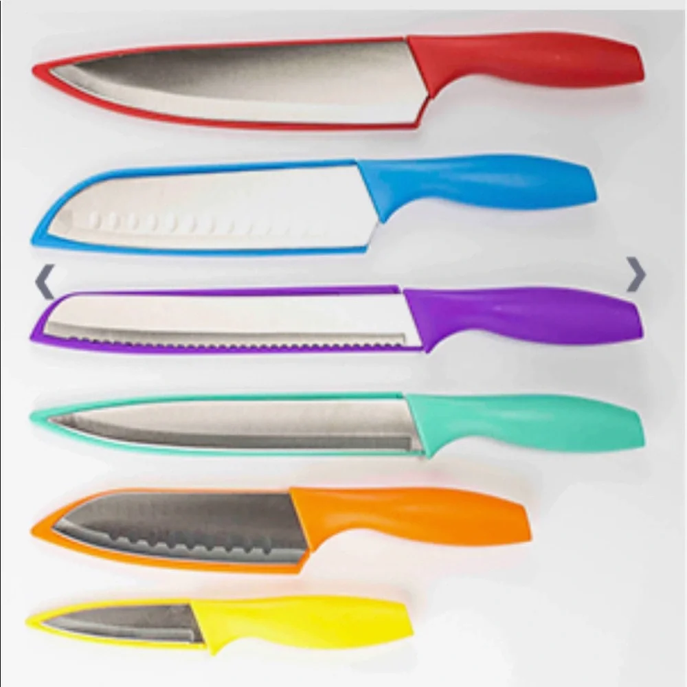 Stainless Steel Knife Set with Colorful Slip Covers